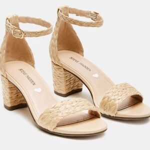 steve madden raffia sandals easter 8 woven spring block heel 7 beach natural
